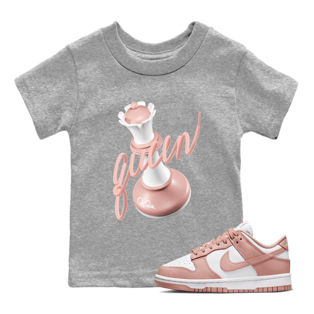 Dunk Rose Whisper shirt to match jordans 3D Queen sneaker tees Nike Dunk LowRose Whisper SNRT Sneaker Release Tees Baby Toddler Heather Grey 1 T-Shirt