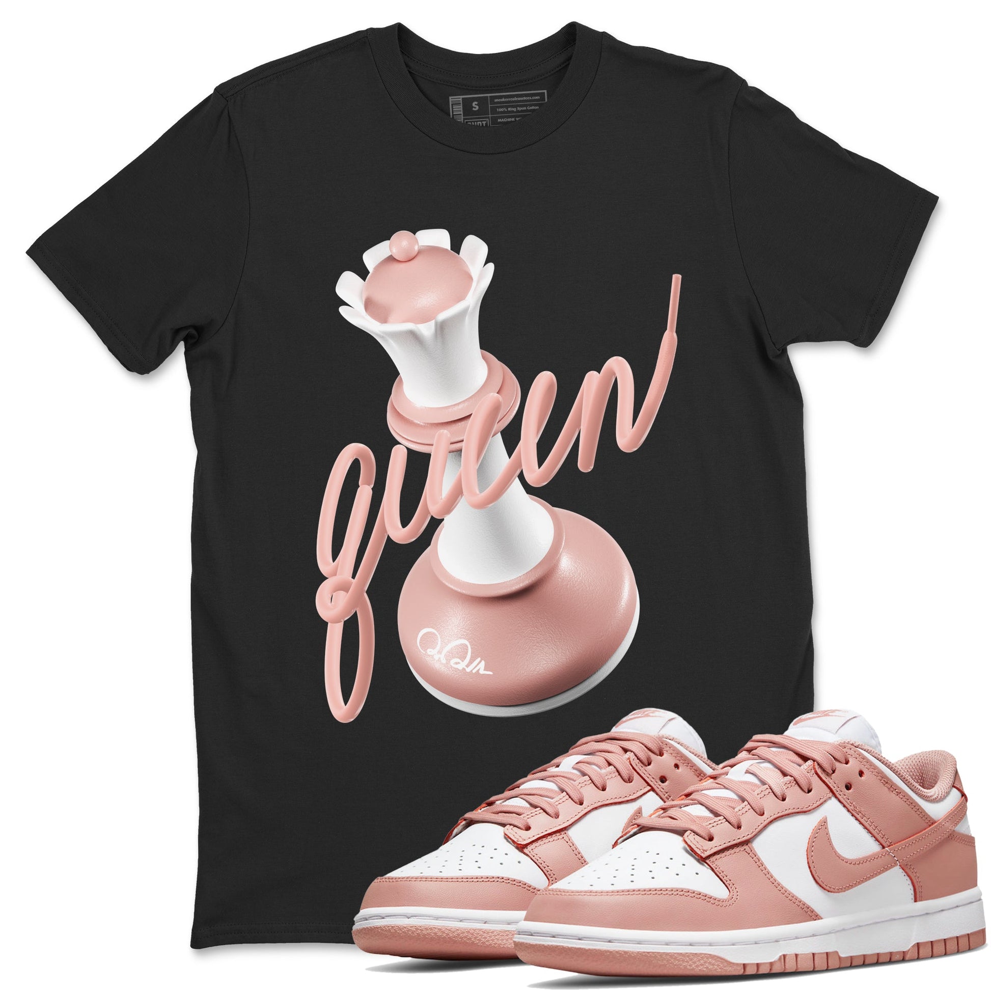 Dunk Rose Whisper shirt to match jordans 3D Queen sneaker tees Nike Dunk LowRose Whisper SNRT Sneaker Release Tees Unisex Black 1 T-Shirt