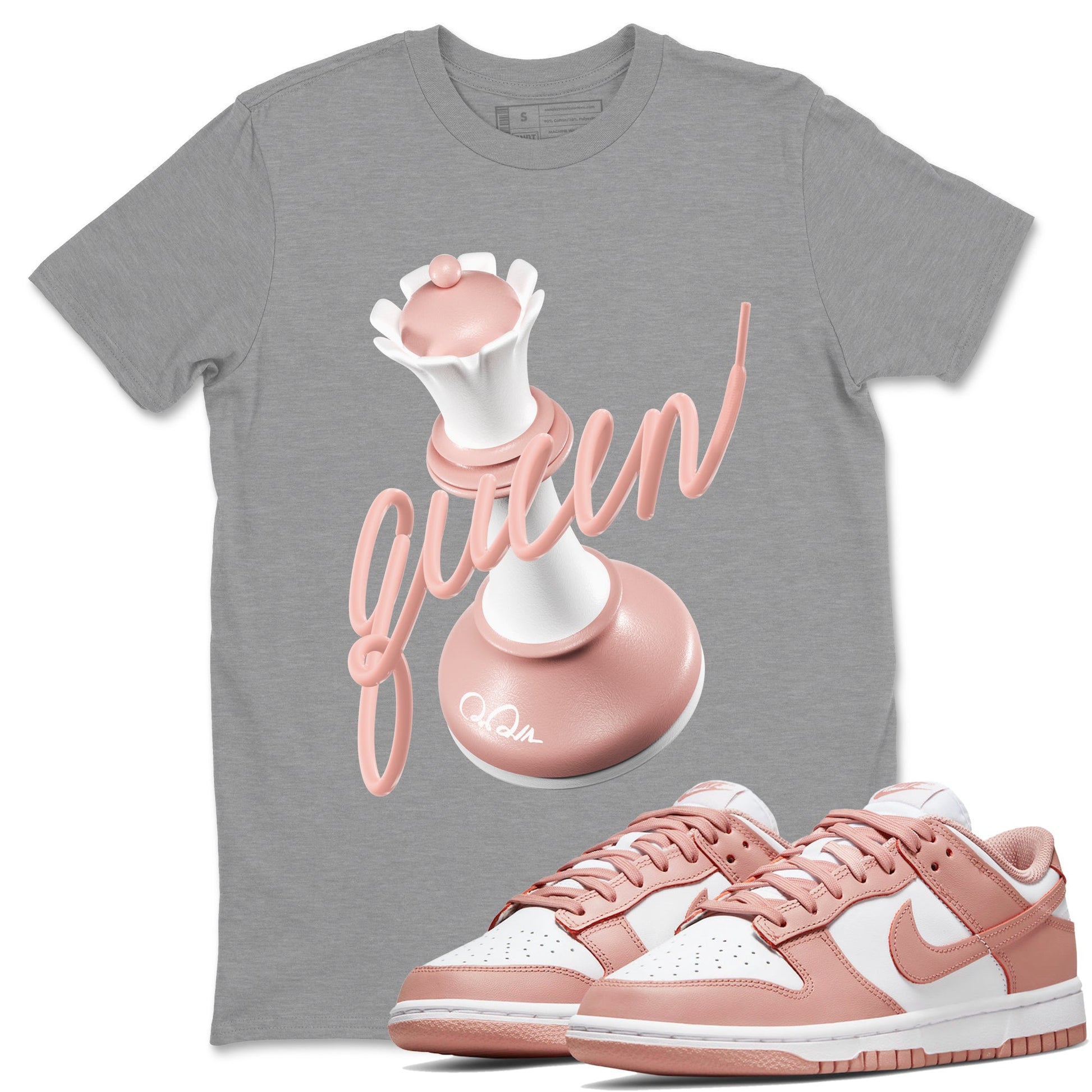 Dunk Rose Whisper shirt to match jordans 3D Queen sneaker tees Nike Dunk LowRose Whisper SNRT Sneaker Release Tees Unisex Heather Grey 1 T-Shirt