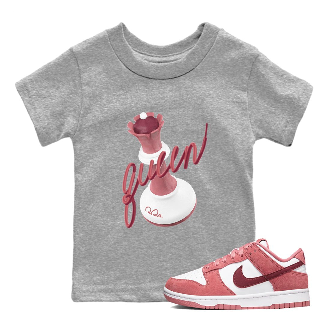 Dunk Valentines Day 2024 shirt to match jordans 3D Queen sneaker tees Dunk Happy Valentines Day 2024 SNRT Sneaker Release Tees Baby Toddler Heather Grey 1 T-Shirt