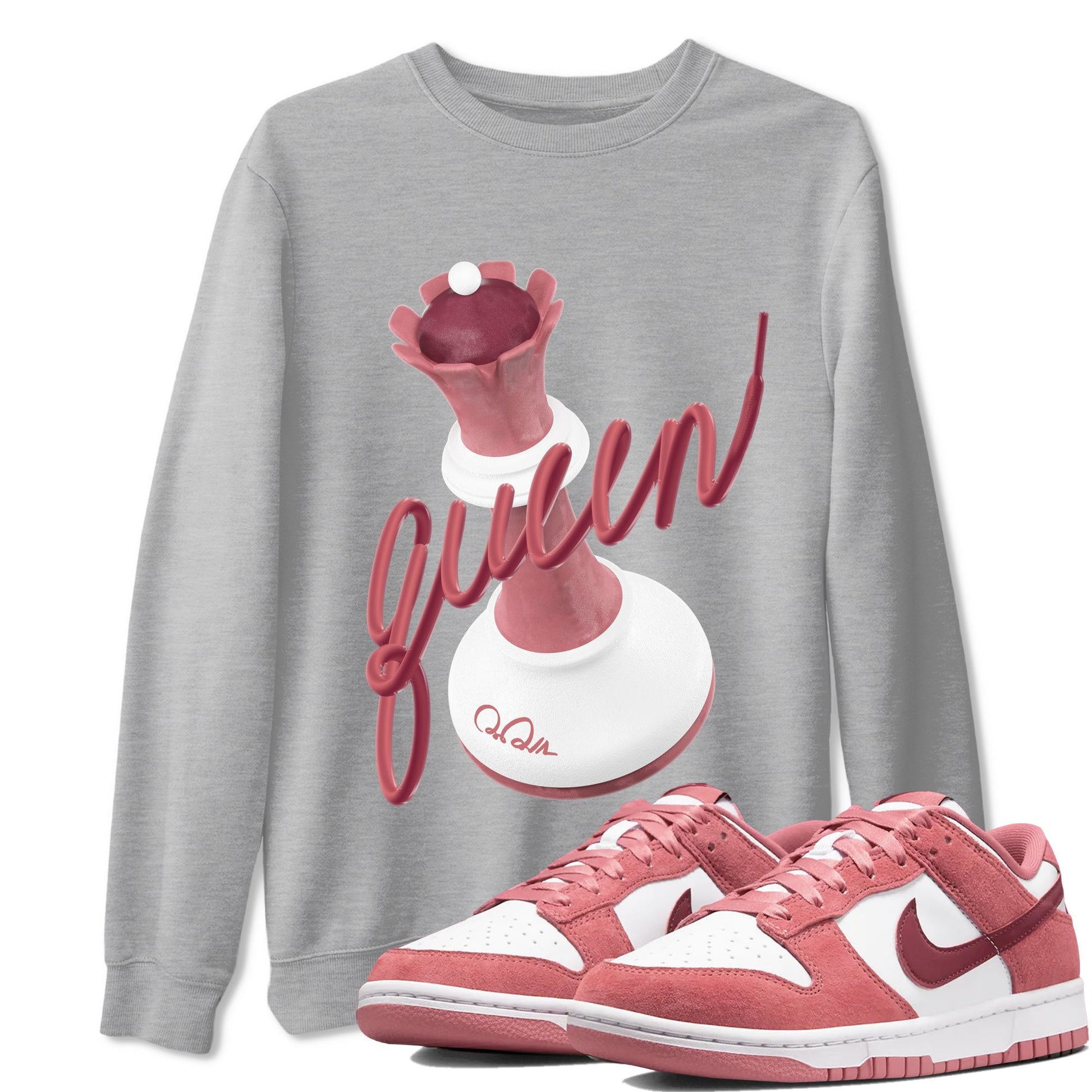 Dunk Valentines Day 2024 shirt to match jordans 3D Queen sneaker tees Dunk Happy Valentines Day 2024 SNRT Sneaker Release Tees Unisex Heather Grey 1 T-Shirt