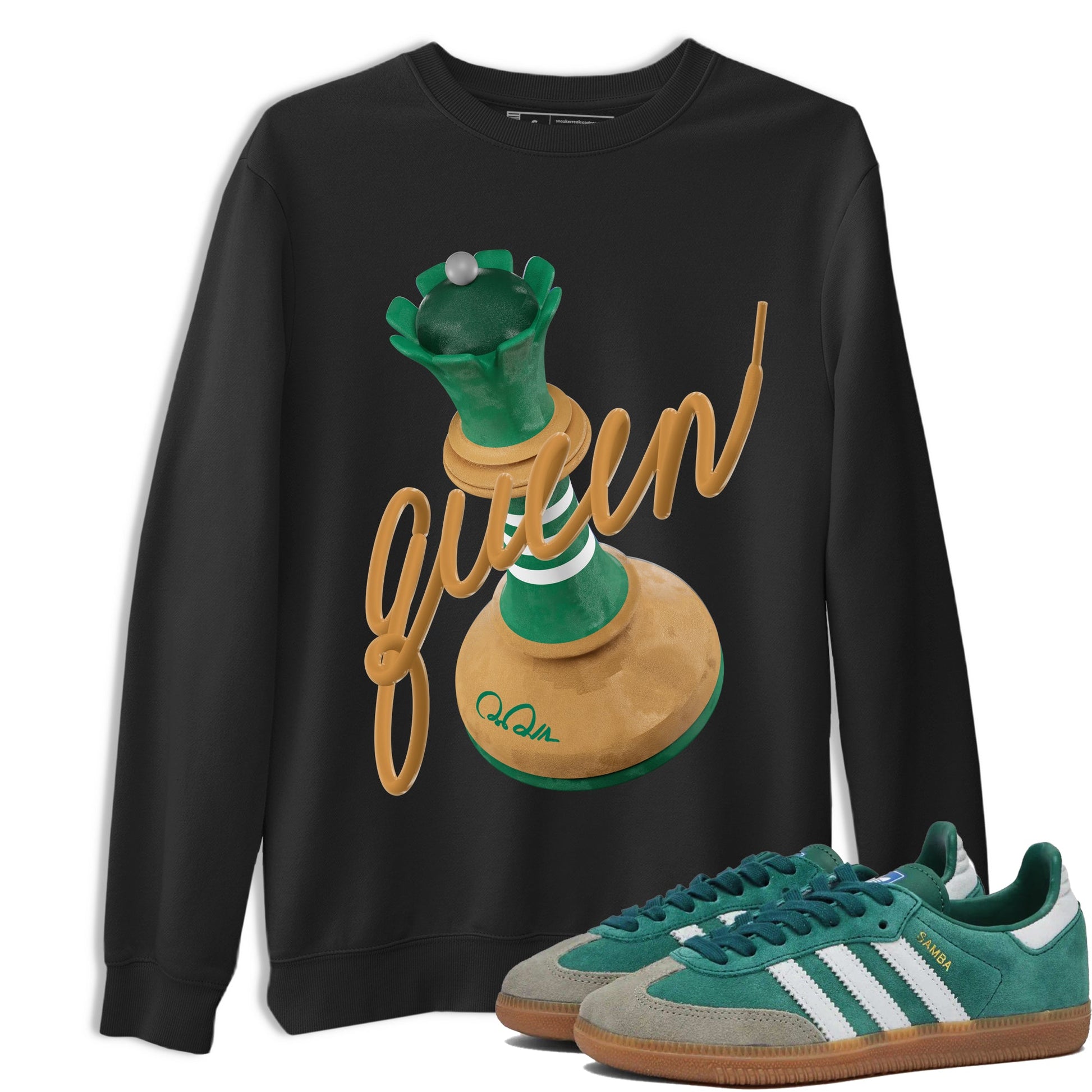 Samba Collegiate Green Gum shirt to match jordans 3D Queen sneaker tees Adidas Green Gum SNRT Sneaker Release Tees Unisex Black 1 T-Shirt