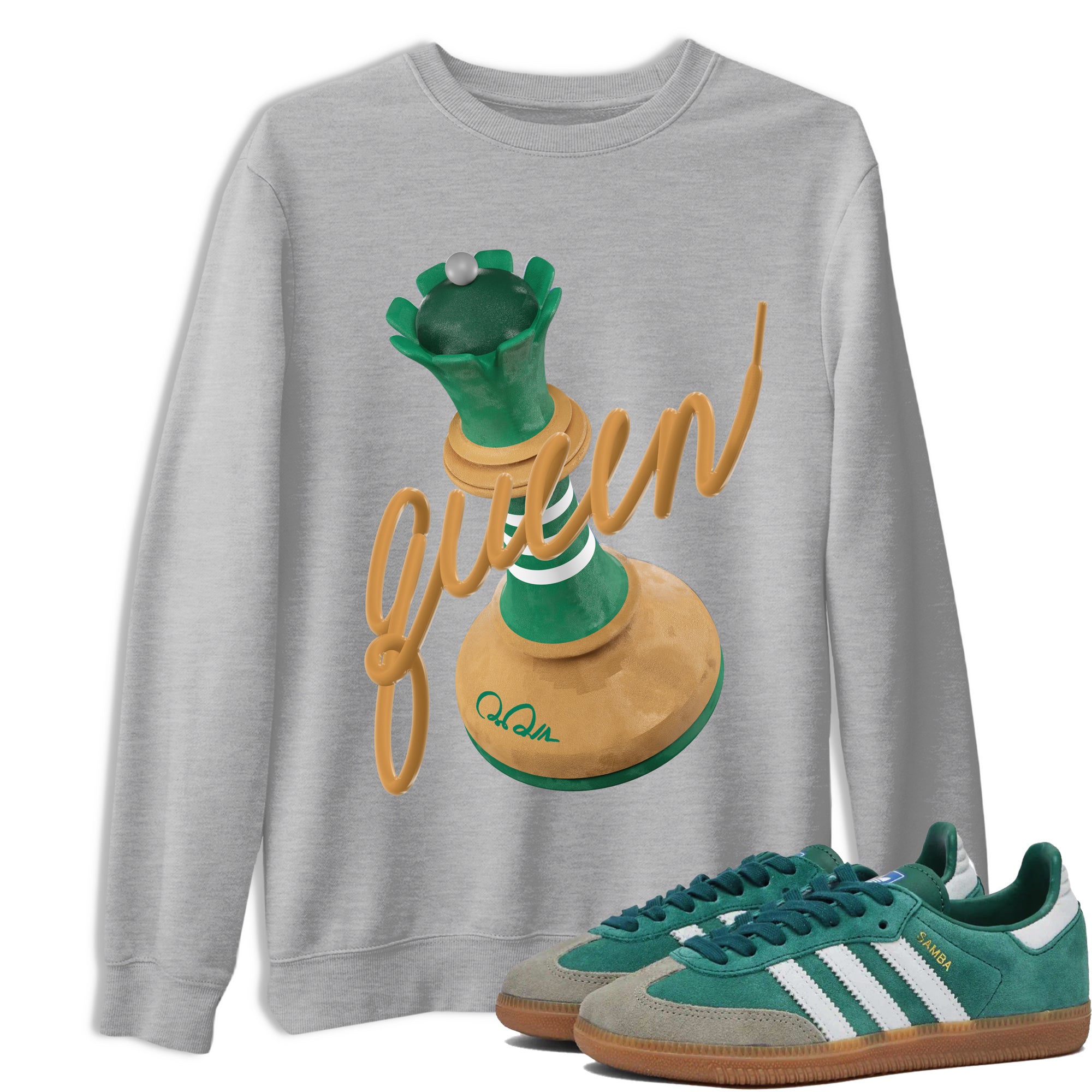 Samba Collegiate Green Gum shirt to match jordans 3D Queen sneaker tees Adidas Green Gum SNRT Sneaker Release Tees Unisex Heather Grey 1 T-Shirt