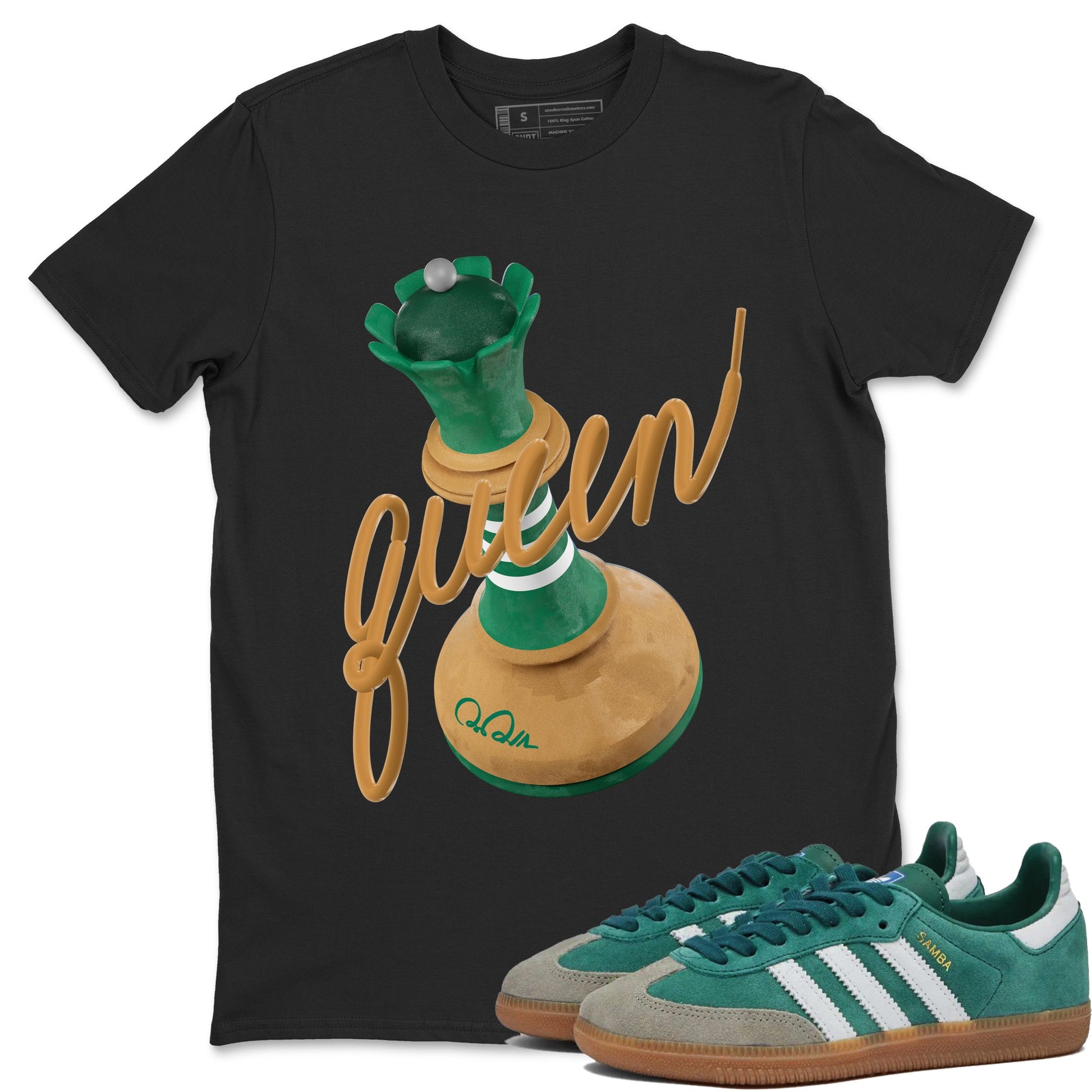Samba Collegiate Green Gum shirt to match jordans 3D Queen sneaker tees Adidas Green Gum SNRT Sneaker Release Tees Unisex Black 1 T-Shirt