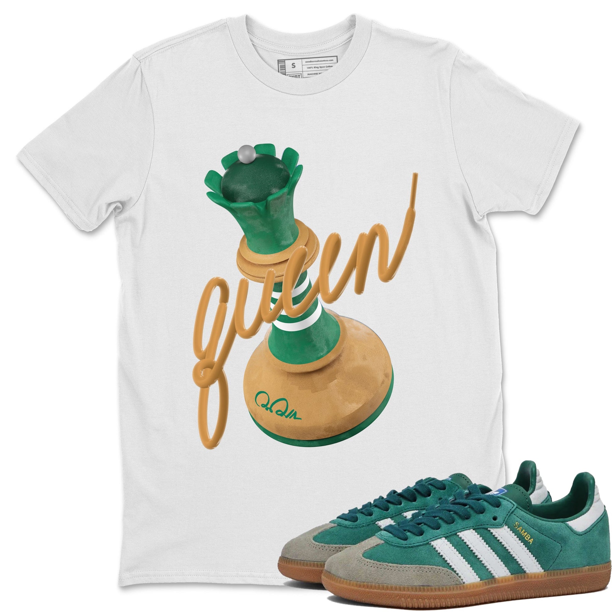 Samba Collegiate Green Gum shirt to match jordans 3D Queen sneaker tees Adidas Green Gum SNRT Sneaker Release Tees Unisex White 1 T-Shirt