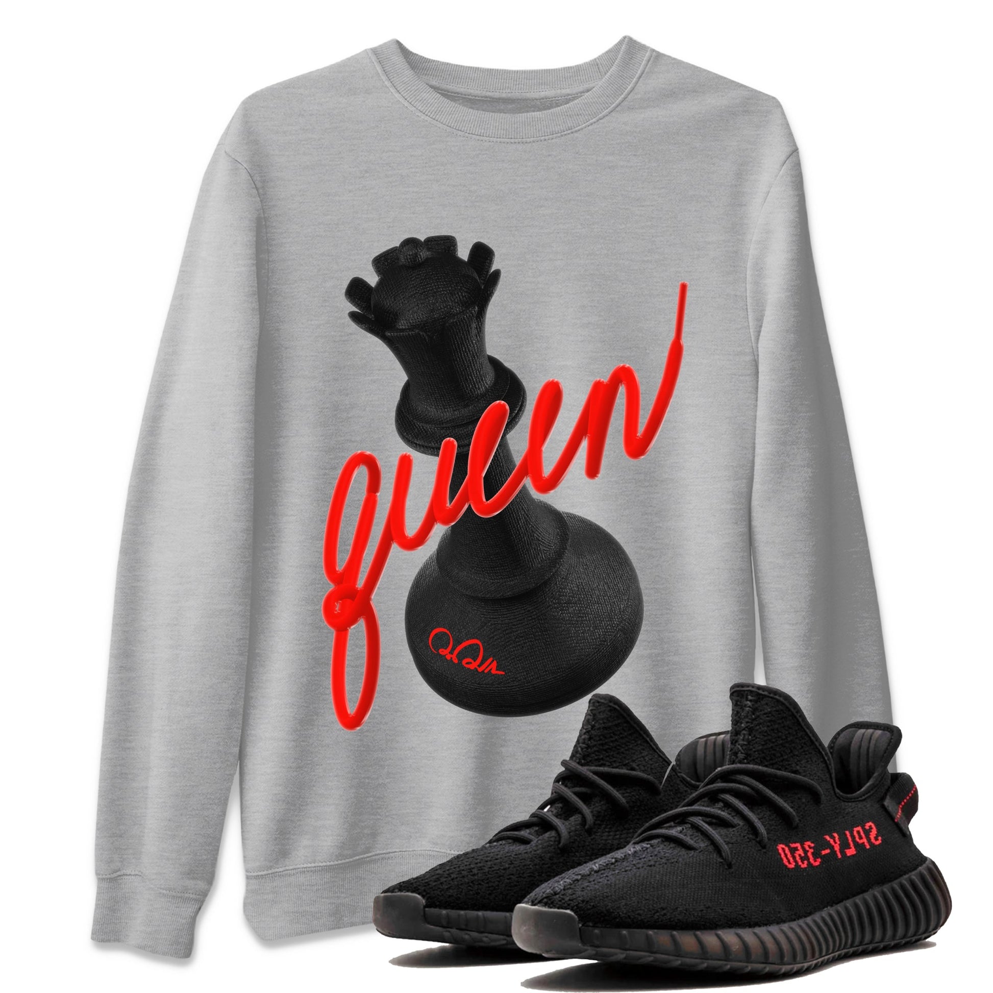 Yeezy 350 Bred shirt to match jordans 3D Queen sneaker tees Adidas Yeezy Boost V2 350 Bred SNRT Sneaker Release Tees Unisex Heather Grey 1 T-Shirt
