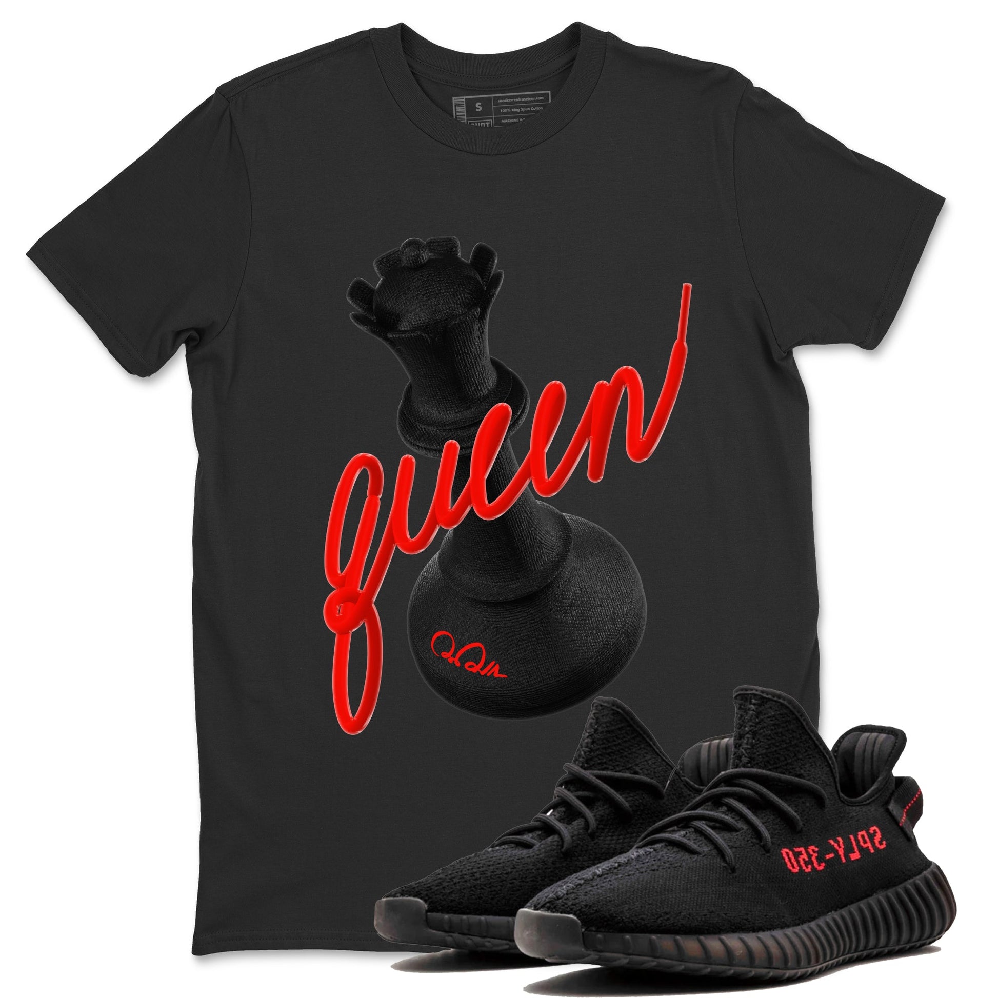Yeezy 350 Bred shirt to match jordans 3D Queen sneaker tees Adidas Yeezy Boost V2 350 Bred SNRT Sneaker Release Tees Unisex Black 1 T-Shirt