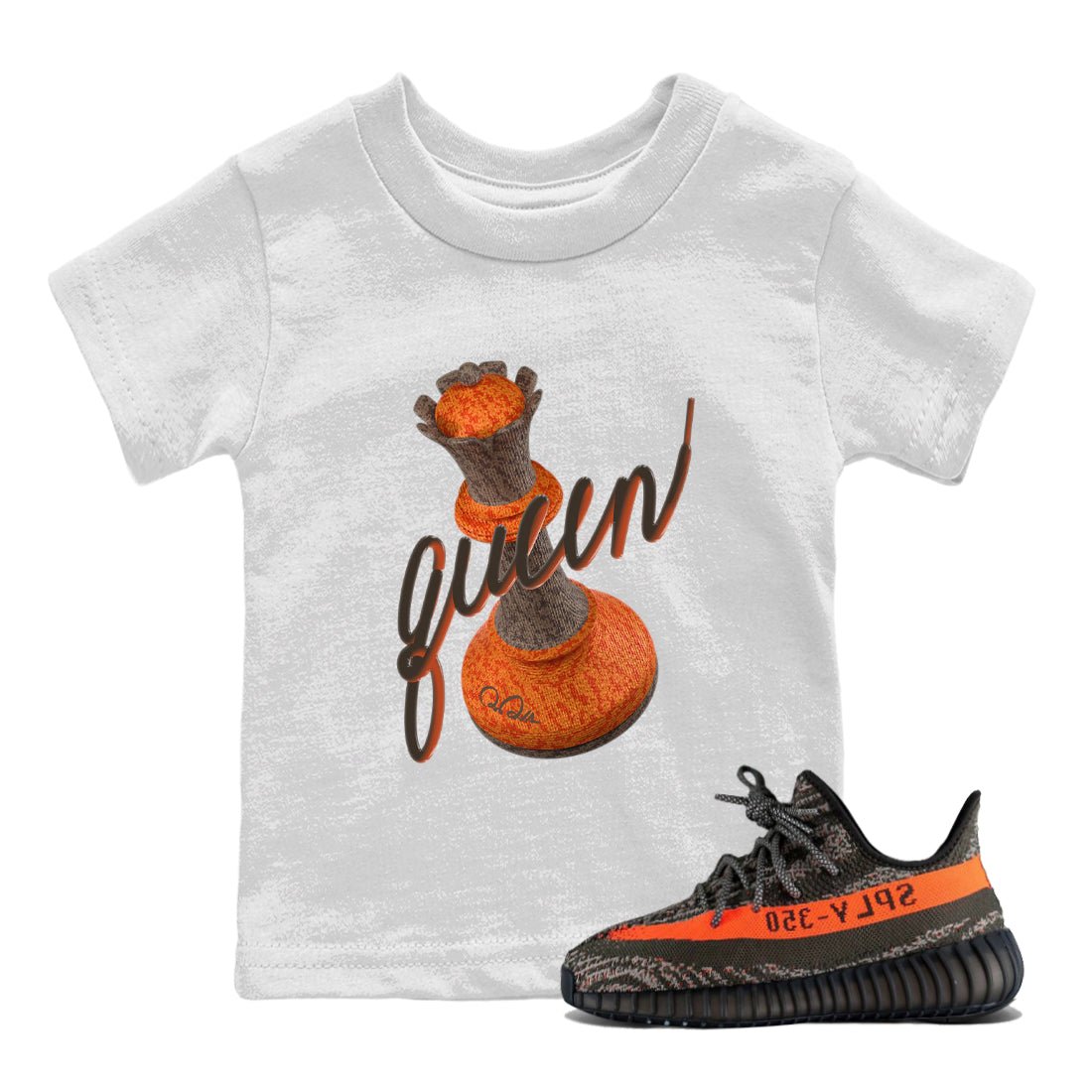 Yeezy 350 Carbon Beluga shirt to match jordans 3D Queen sneaker tees Adidas Yeezy Boost 350 Carbon Beluga SNRT Sneaker Release Tees Baby Toddler White 1 T-Shirt