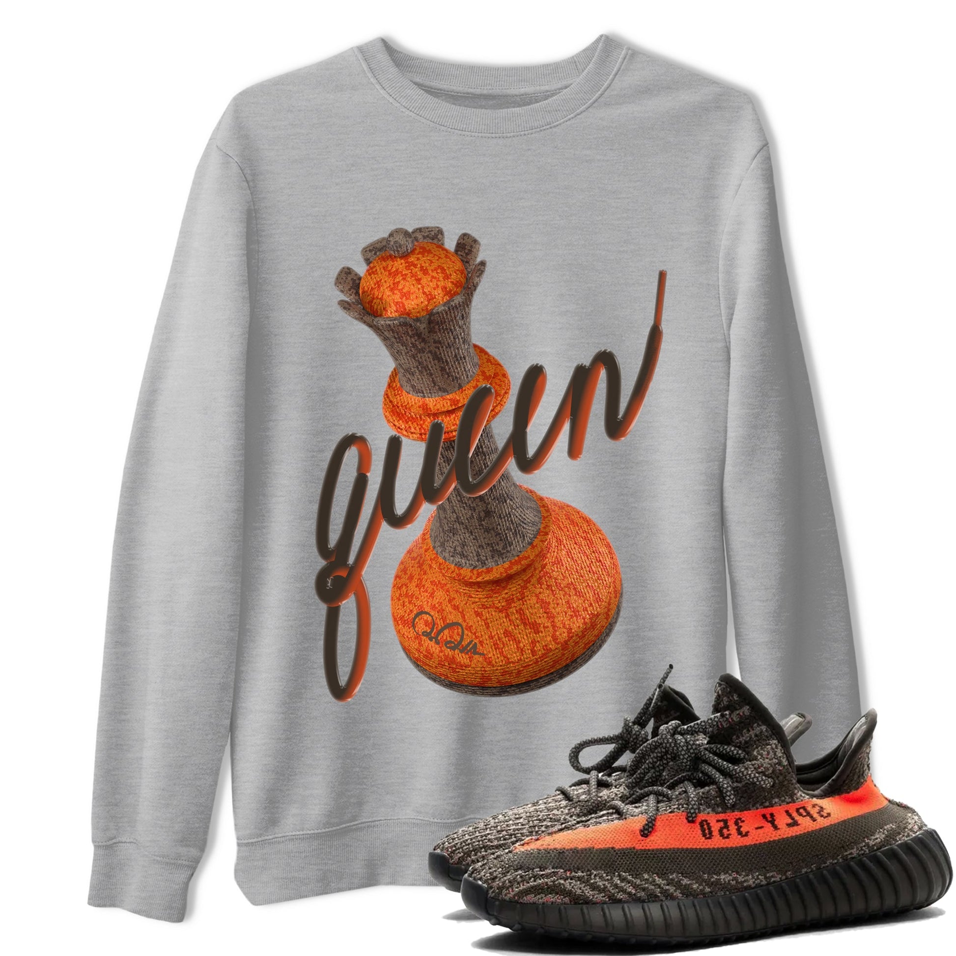 Yeezy 350 Carbon Beluga shirt to match jordans 3D Queen sneaker tees Adidas Yeezy Boost 350 Carbon Beluga SNRT Sneaker Release Tees Unisex Heather Grey 1 T-Shirt