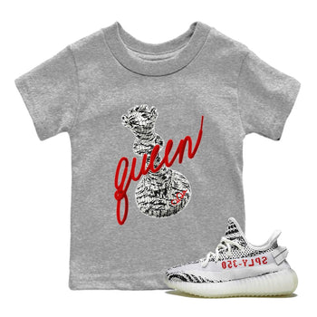 Yeezy 350 Zebra Sneaker Match Tees 3D Queen Sneaker Tees Yeezy Boost 350 V2 Zebra Sneaker Release Tees Kids Shirts Heather Grey 1