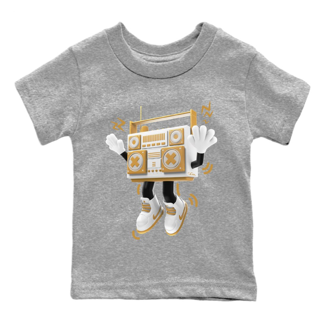 Air Jordan 13 Wheat Sneaker Match Tees 90s Radio Boy Sneaker Tees AJ13 Wheat Sneaker Release Tees Kids Shirts Heather Grey 2