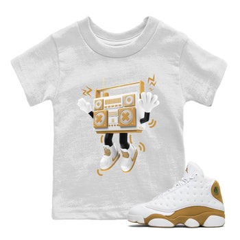 Air Jordan 13 Wheat Sneaker Match Tees 90s Radio Boy Sneaker Tees AJ13 Wheat Sneaker Release Tees Kids Shirts White 1