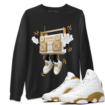 Air Jordan 13 Wheat Sneaker Match Tees 90s Radio Boy Sneaker Tees AJ13 Wheat Sneaker Release Tees Unisex Shirts Black 1