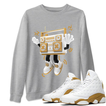 Air Jordan 13 Wheat Sneaker Match Tees 90s Radio Boy Sneaker Tees AJ13 Wheat Sneaker Release Tees Unisex Shirts Heather Grey 1
