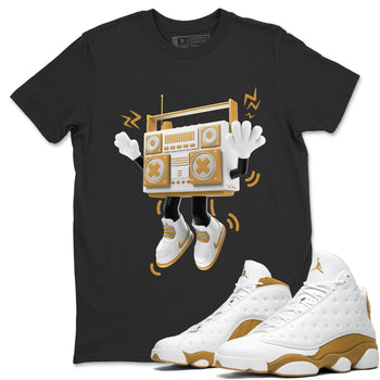 Air Jordan 13 Wheat Sneaker Match Tees 90s Radio Boy Sneaker Tees AJ13 Wheat Sneaker Release Tees Unisex Shirts Black 1