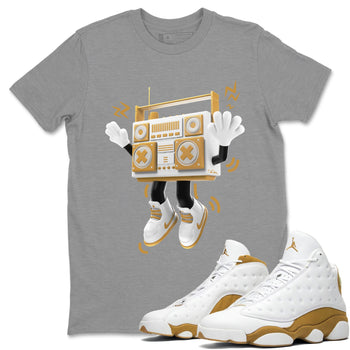 Air Jordan 13 Wheat Sneaker Match Tees 90s Radio Boy Sneaker Tees AJ13 Wheat Sneaker Release Tees Unisex Shirts Heather Grey 1