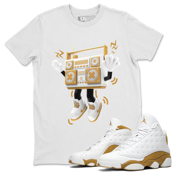 Air Jordan 13 Wheat Sneaker Match Tees 90s Radio Boy Sneaker Tees AJ13 Wheat Sneaker Release Tees Unisex Shirts White 1
