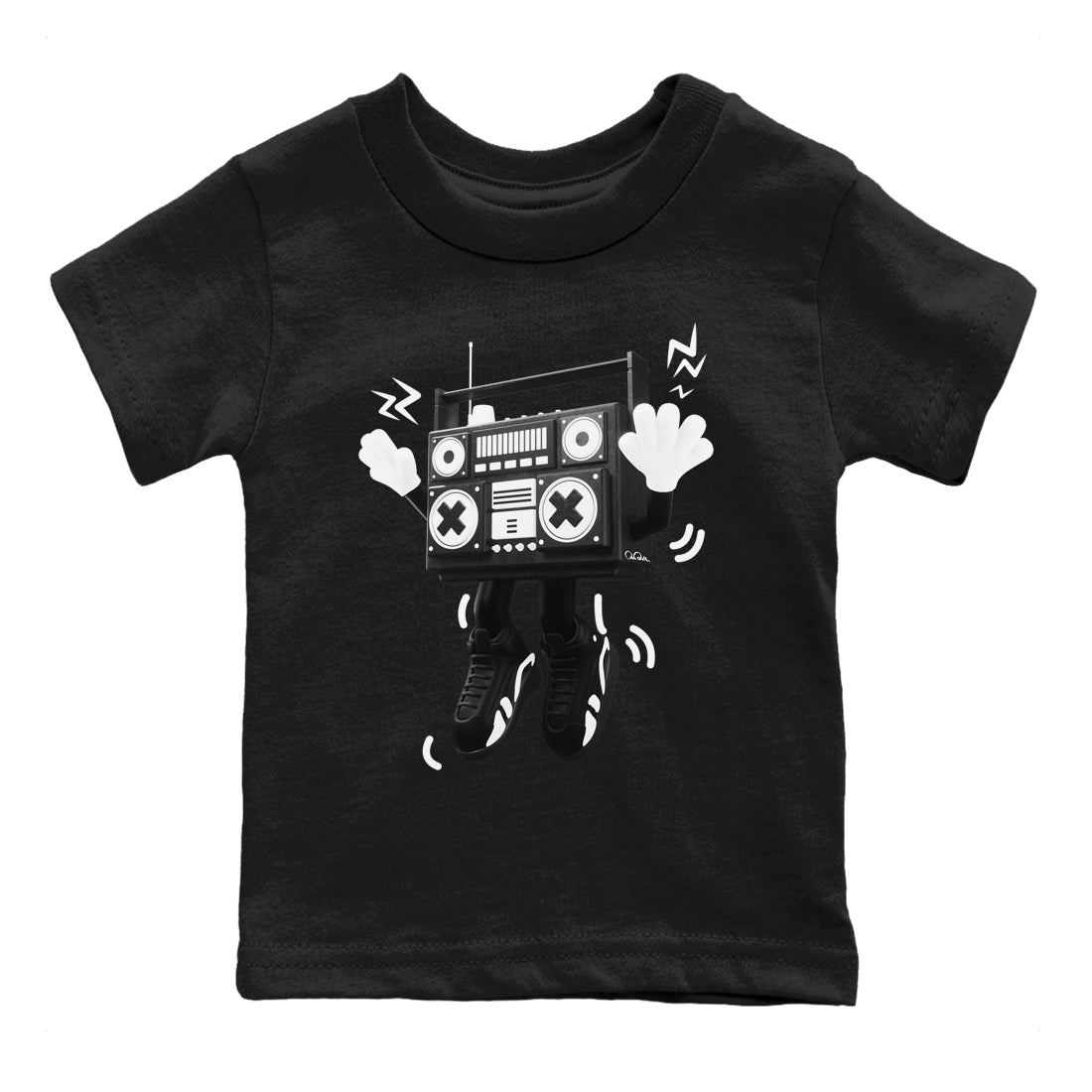 14s Panda shirt to match jordans 90s Radio Boy sneaker tees Air Jordan 14 Panda SNRT Sneaker Release Tees Baby Toddler Black 2 T-Shirt