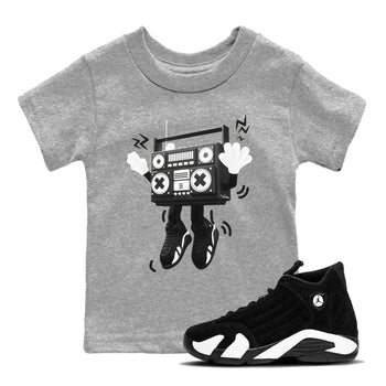 14s Panda shirt to match jordans 90s Radio Boy sneaker tees Air Jordan 14 Panda SNRT Sneaker Release Tees Baby Toddler Heather Grey 1 T-Shirt