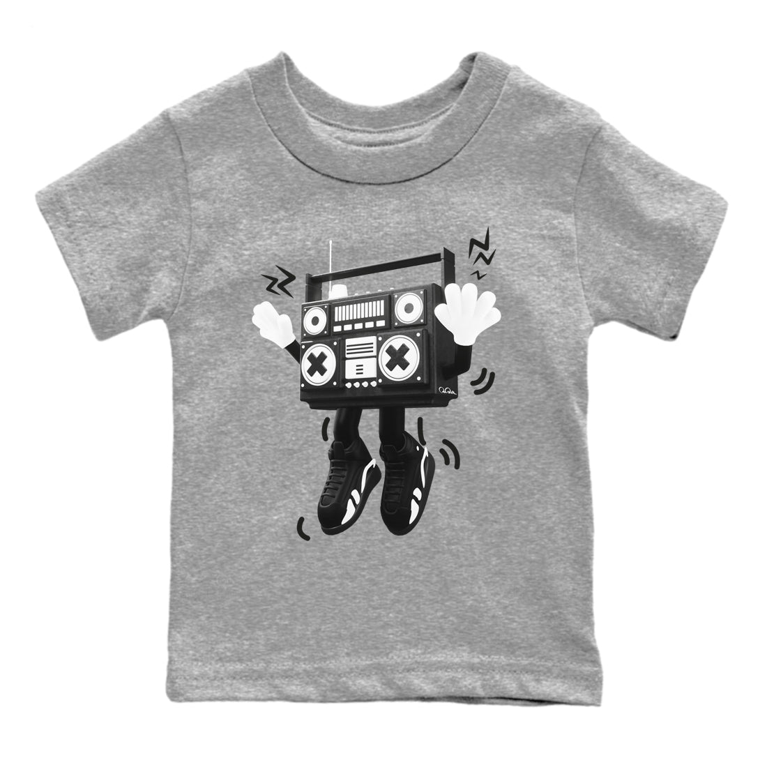 14s Panda shirt to match jordans 90s Radio Boy sneaker tees Air Jordan 14 Panda SNRT Sneaker Release Tees Baby Toddler Heather Grey 2 T-Shirt