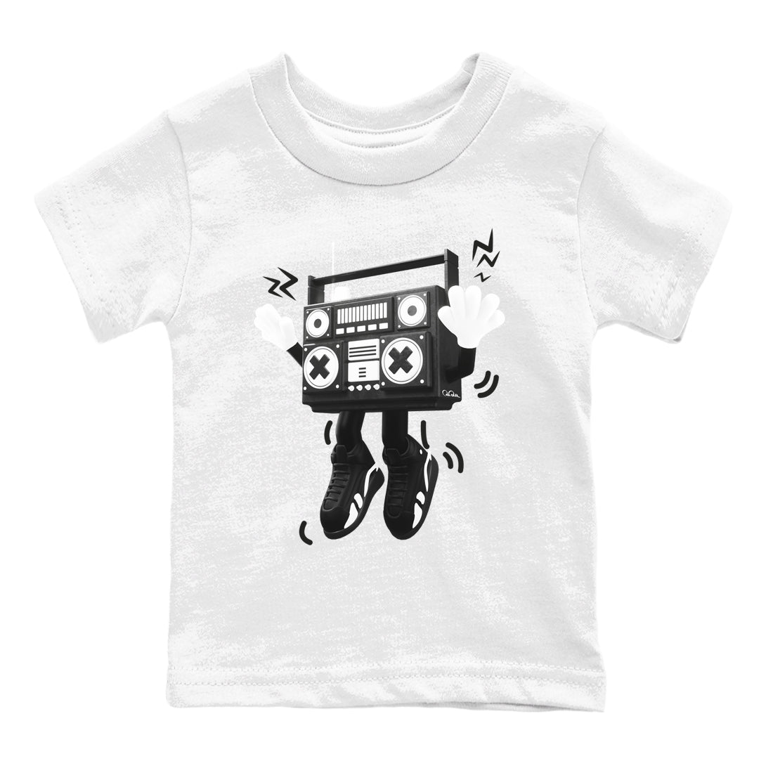 14s Panda shirt to match jordans 90s Radio Boy sneaker tees Air Jordan 14 Panda SNRT Sneaker Release Tees Baby Toddler White 2 T-Shirt