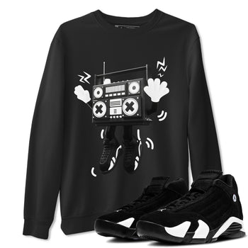 14s Panda shirt to match jordans 90s Radio Boy sneaker tees Air Jordan 14 Panda SNRT Sneaker Release Tees Unisex Black 1 T-Shirt