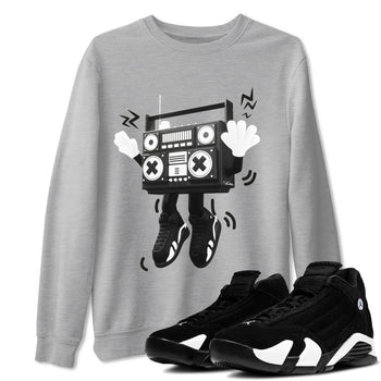 14s Panda shirt to match jordans 90s Radio Boy sneaker tees Air Jordan 14 Panda SNRT Sneaker Release Tees Unisex Heather Grey 1 T-Shirt