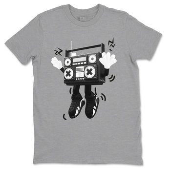 14s Panda shirt to match jordans 90s Radio Boy sneaker tees Air Jordan 14 Panda SNRT Sneaker Release Tees Unisex Heather Grey 2 T-Shirt