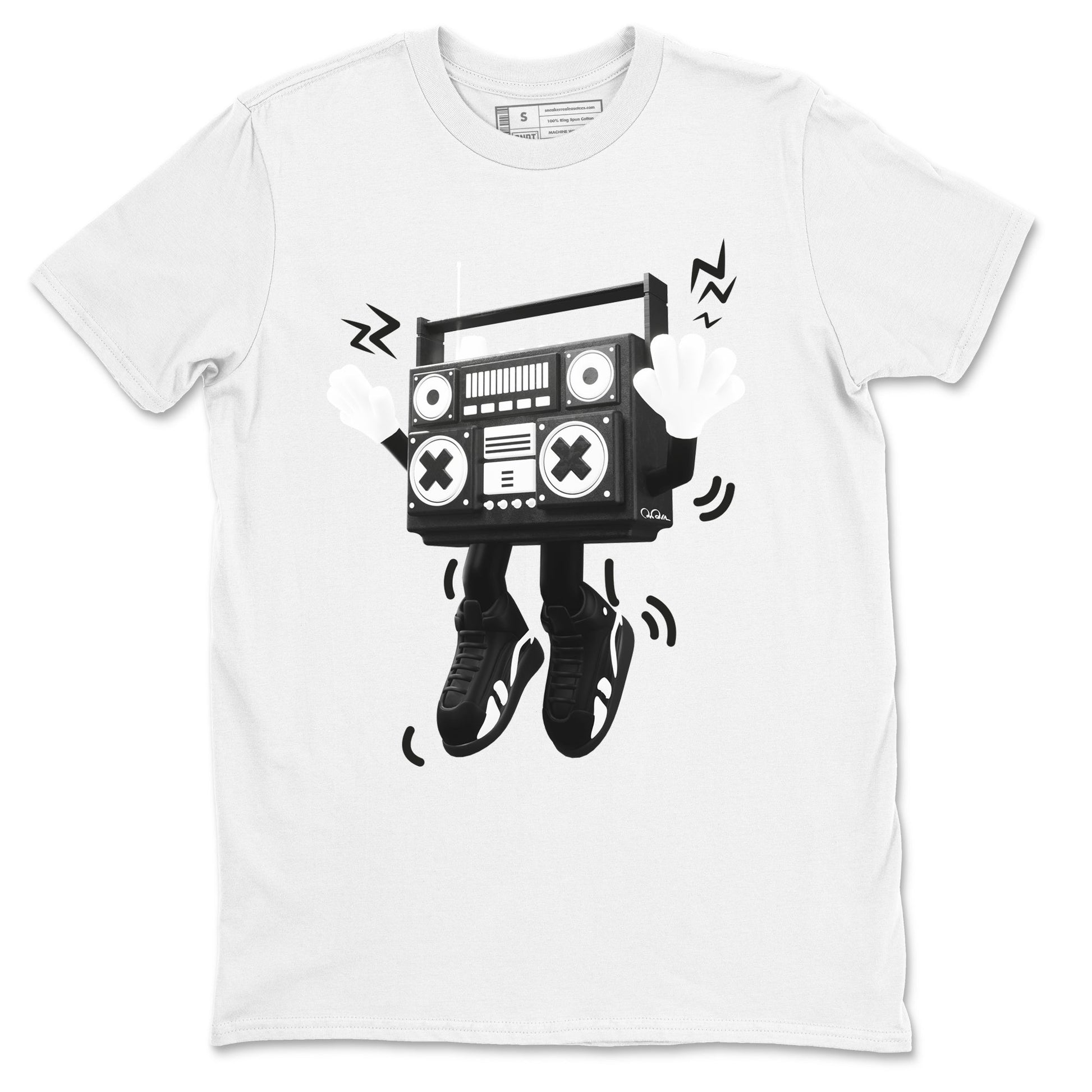 14s Panda shirt to match jordans 90s Radio Boy sneaker tees Air Jordan 14 Panda SNRT Sneaker Release Tees Unisex White 2 T-Shirt