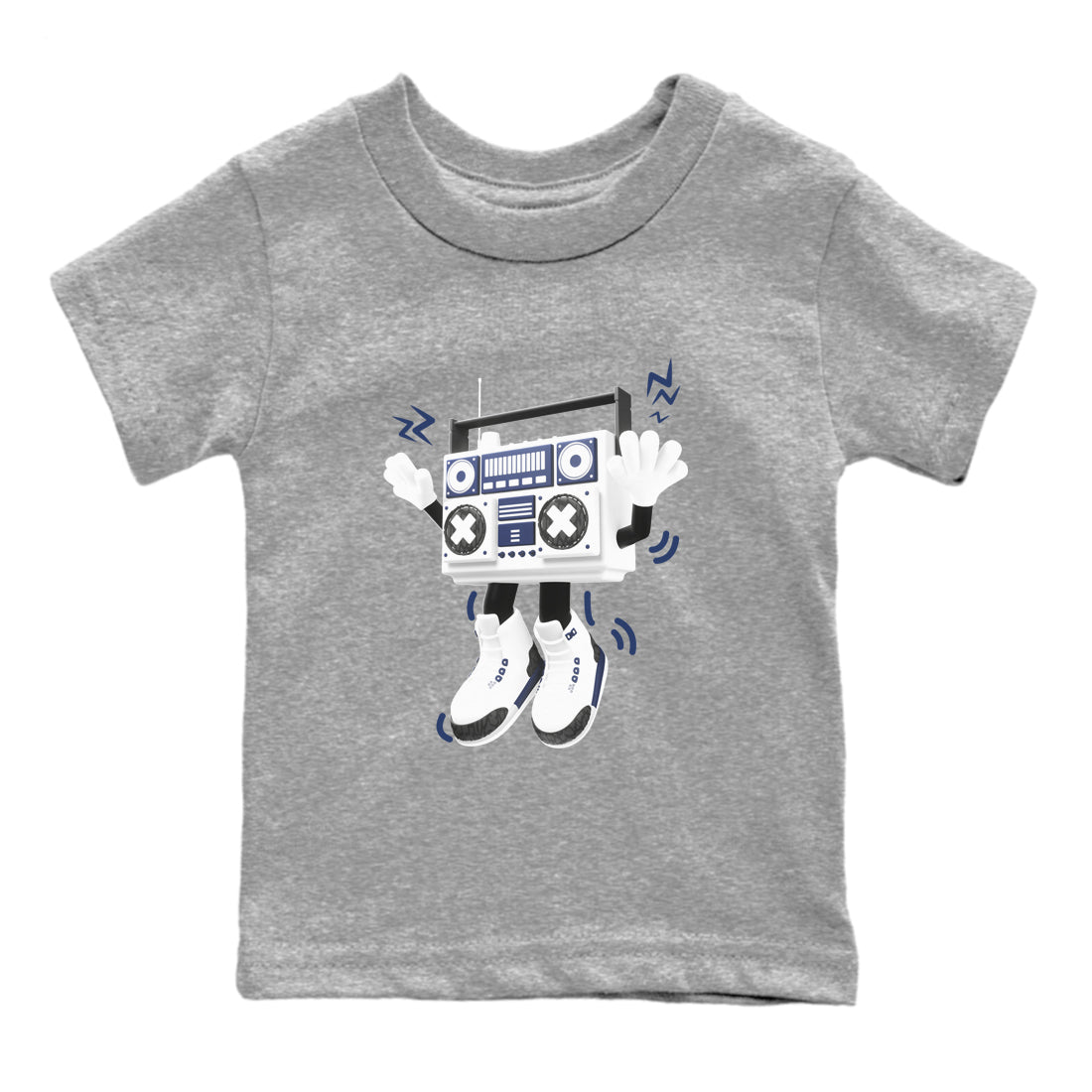 3s Midnight Navy 2023 shirt to match jordans 90s Radio Boy sneaker tees Air Jordan 3 Midnight Navy 2023 SNRT sneaker release tees baby toddler Heather Grey 2 cotton Shirt