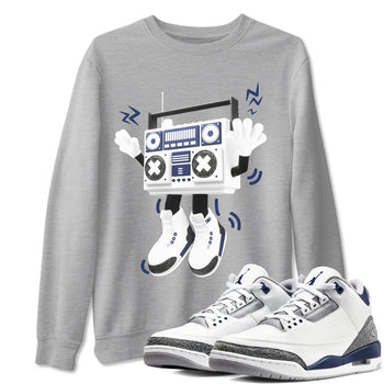 3s Midnight Navy 2023 shirt to match jordans 90s Radio Boy sneaker tees Air Jordan 3 Midnight Navy 2023 SNRT Sneaker Release Tees unisex cotton Heather Grey 1 crew neck shirt