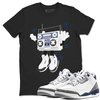 3s Midnight Navy 2023 shirt to match jordans 90s Radio Boy sneaker tees Air Jordan 3 Midnight Navy 2023 SNRT Sneaker Release Tees unisex cotton Black 1 crew neck shirt