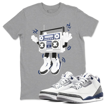 3s Midnight Navy 2023 shirt to match jordans 90s Radio Boy sneaker tees Air Jordan 3 Midnight Navy 2023 SNRT Sneaker Release Tees unisex cotton Heather Grey 1 crew neck shirt