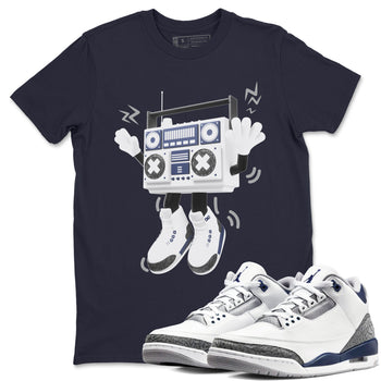 3s Midnight Navy 2023 shirt to match jordans 90s Radio Boy sneaker tees Air Jordan 3 Midnight Navy 2023 SNRT Sneaker Release Tees unisex cotton Navy 1 crew neck shirt