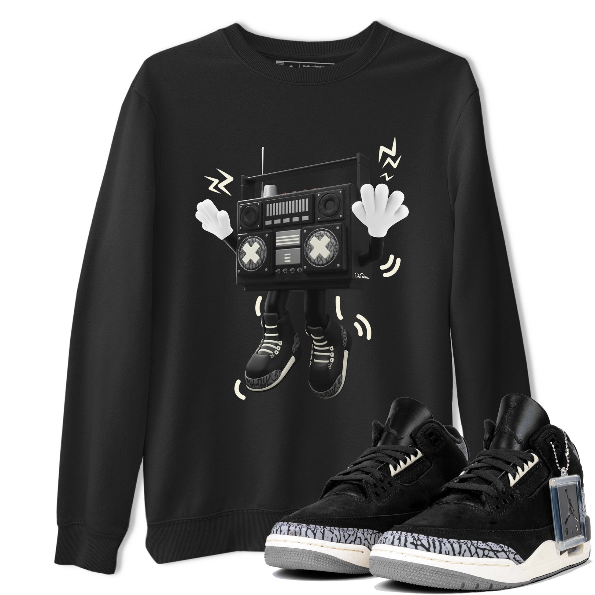 Air Jordan 3 Off Noir shirt to match jordans 90s Radio Boy sneaker tees AJ3 Off Noir SNRT Sneaker Release Tees Unisex Black 1 T-Shirt