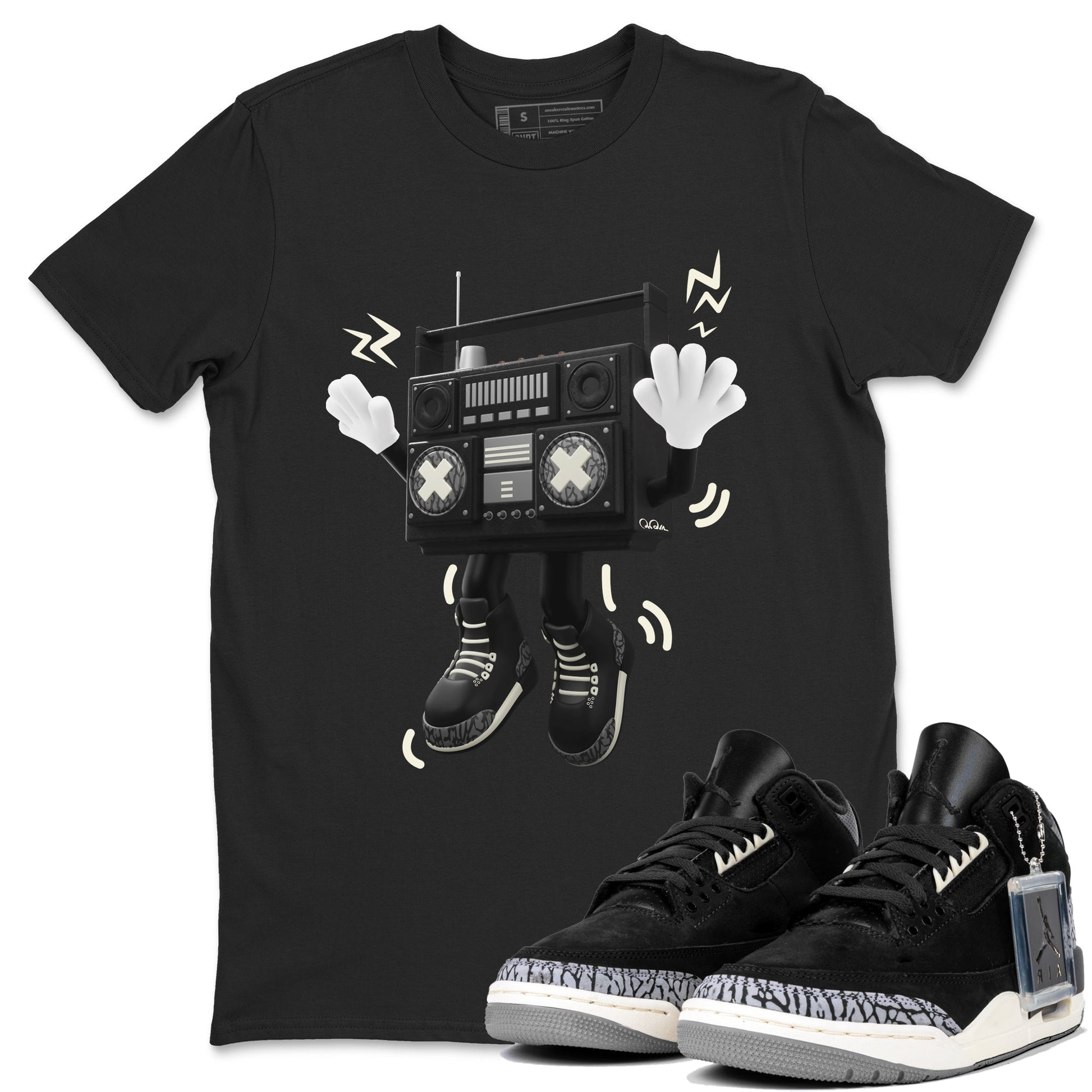 Air Jordan 3 Off Noir shirt to match jordans 90s Radio Boy sneaker tees AJ3 Off Noir SNRT Sneaker Release Tees Unisex Black 1 T-Shirt