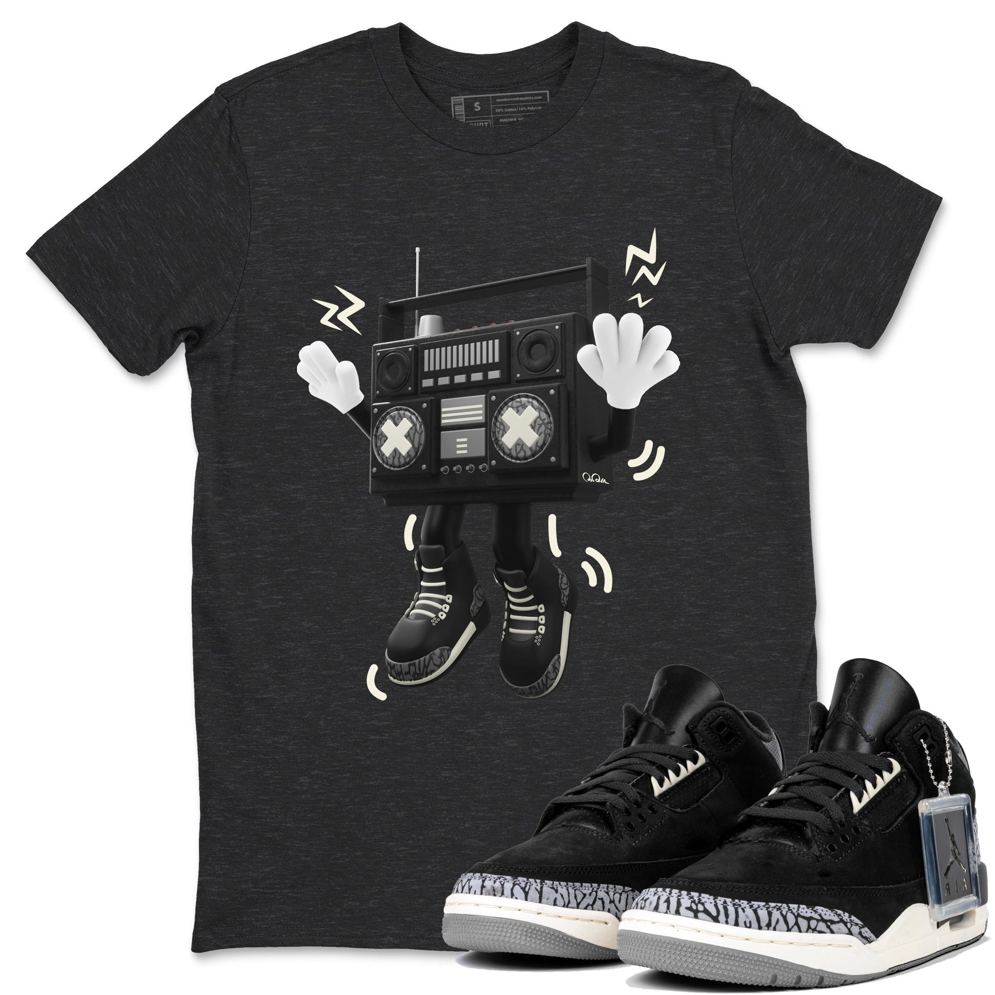 Air Jordan 3 Off Noir shirt to match jordans 90s Radio Boy sneaker tees AJ3 Off Noir SNRT Sneaker Release Tees Unisex Charcoal Heather 1 T-Shirt