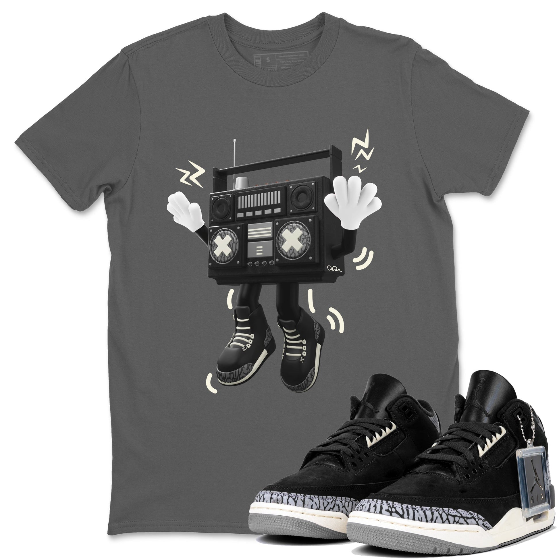 Air Jordan 3 Off Noir shirt to match jordans 90s Radio Boy sneaker tees AJ3 Off Noir SNRT Sneaker Release Tees Unisex Cool Grey 1 T-Shirt