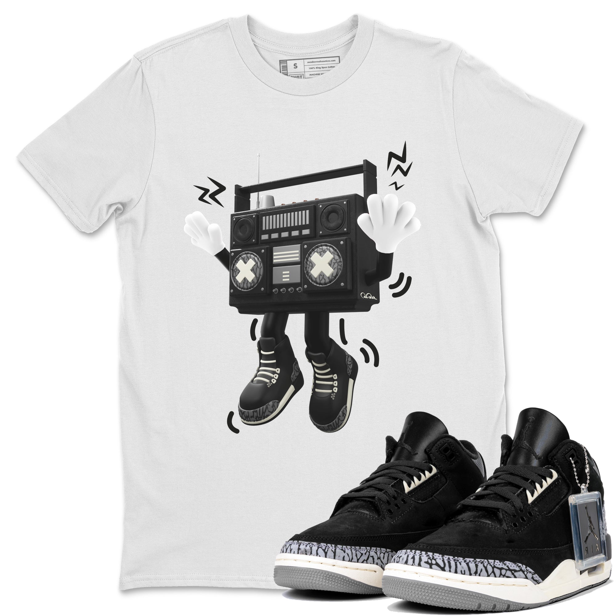 Air Jordan 3 Off Noir shirt to match jordans 90s Radio Boy sneaker tees AJ3 Off Noir SNRT Sneaker Release Tees Unisex White 1 T-Shirt