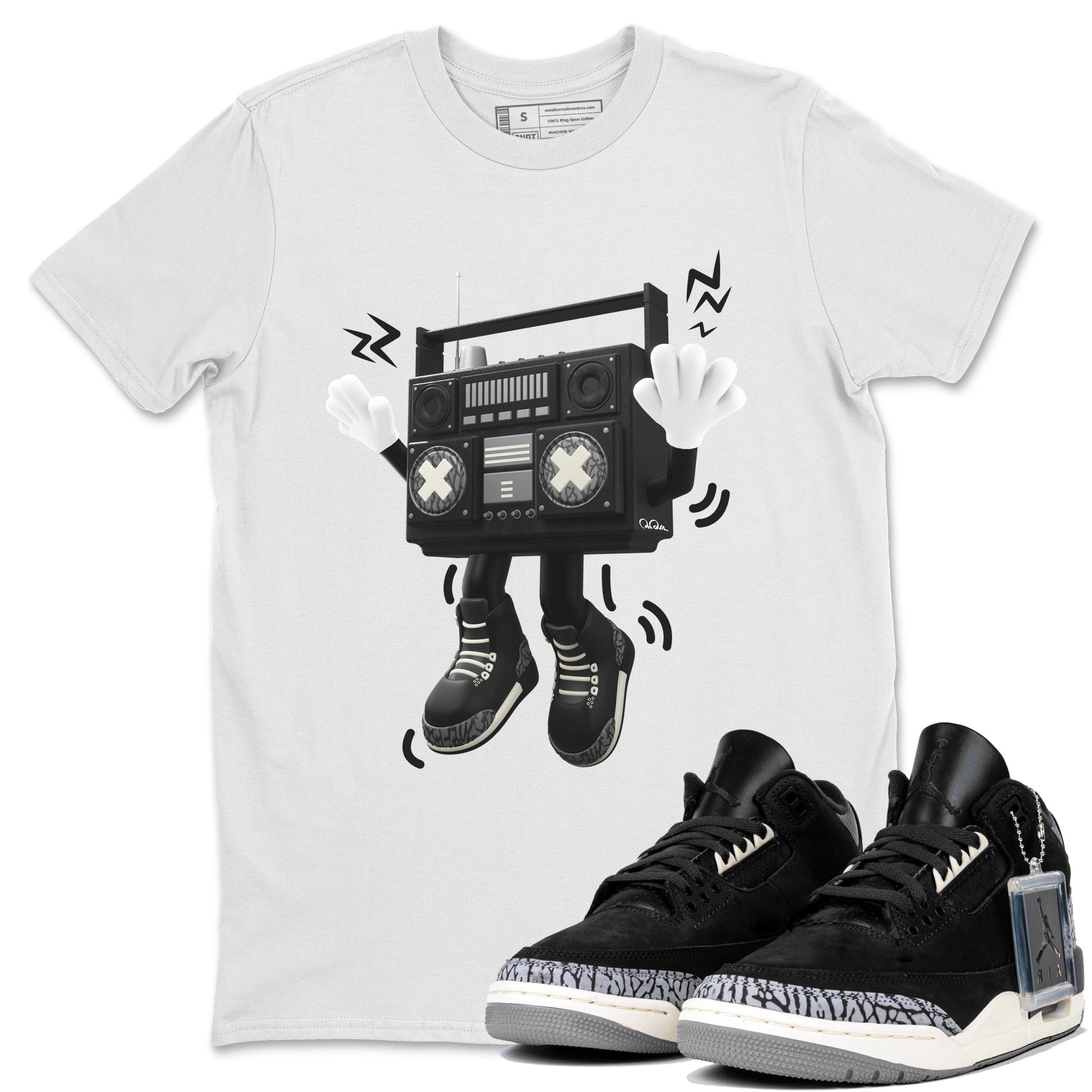 Air Jordan 3 Off Noir shirt to match jordans 90s Radio Boy sneaker tees AJ3 Off Noir SNRT Sneaker Release Tees Unisex White 1 T-Shirt