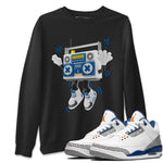 Air Jordan 3 Wizards Sneaker Match Tees 90s Radio Boy Sneaker Tees AJ3 NBA Wizards  Sneaker Release Tees Unisex Shirts Black 1