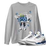Air Jordan 3 Wizards Sneaker Match Tees 90s Radio Boy Sneaker Tees AJ3 NBA Wizards  Sneaker Release Tees Unisex Shirts Heather Grey 1