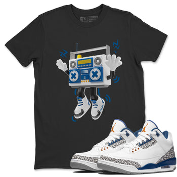 Air Jordan 3 Wizards Sneaker Match Tees 90s Radio Boy Sneaker Tees AJ3 NBA Wizards  Sneaker Release Tees Unisex Shirts Black 1