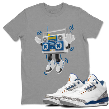 Air Jordan 3 Wizards Sneaker Match Tees 90s Radio Boy Sneaker Tees AJ3 NBA Wizards  Sneaker Release Tees Unisex Shirts Heather Grey 1