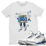 Air Jordan 3 Wizards Sneaker Match Tees 90s Radio Boy Sneaker Tees AJ3 NBA Wizards  Sneaker Release Tees Unisex Shirts White 1