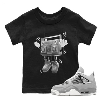 Air Jordan 4 Light Iron Ore shirt to match jordans 90s Radio Boy sneaker tees AJ4 Frozen Moments SNRT Sneaker Release Tees Baby Toddler Black 1 T-Shirt