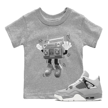 Air Jordan 4 Light Iron Ore shirt to match jordans 90s Radio Boy sneaker tees AJ4 Frozen Moments SNRT Sneaker Release Tees Baby Toddler Heather Grey 1 T-Shirt