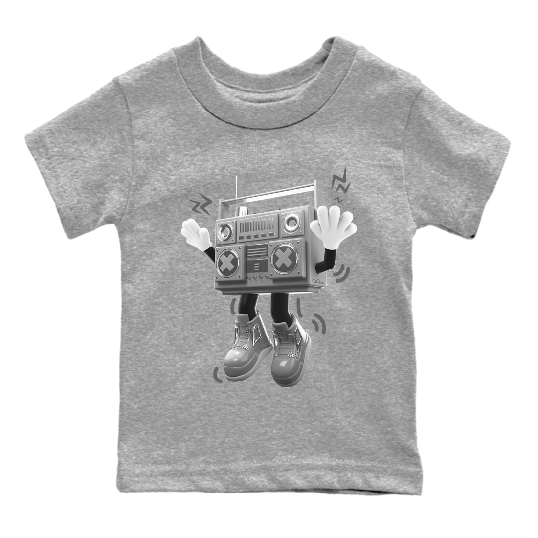 Air Jordan 4 Light Iron Ore shirt to match jordans 90s Radio Boy sneaker tees AJ4 Frozen Moments SNRT Sneaker Release Tees Baby Toddler Heather Grey 2 T-Shirt