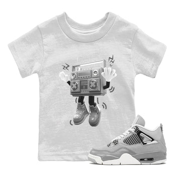 Air Jordan 4 Light Iron Ore shirt to match jordans 90s Radio Boy sneaker tees AJ4 Frozen Moments SNRT Sneaker Release Tees Baby Toddler White 1 T-Shirt