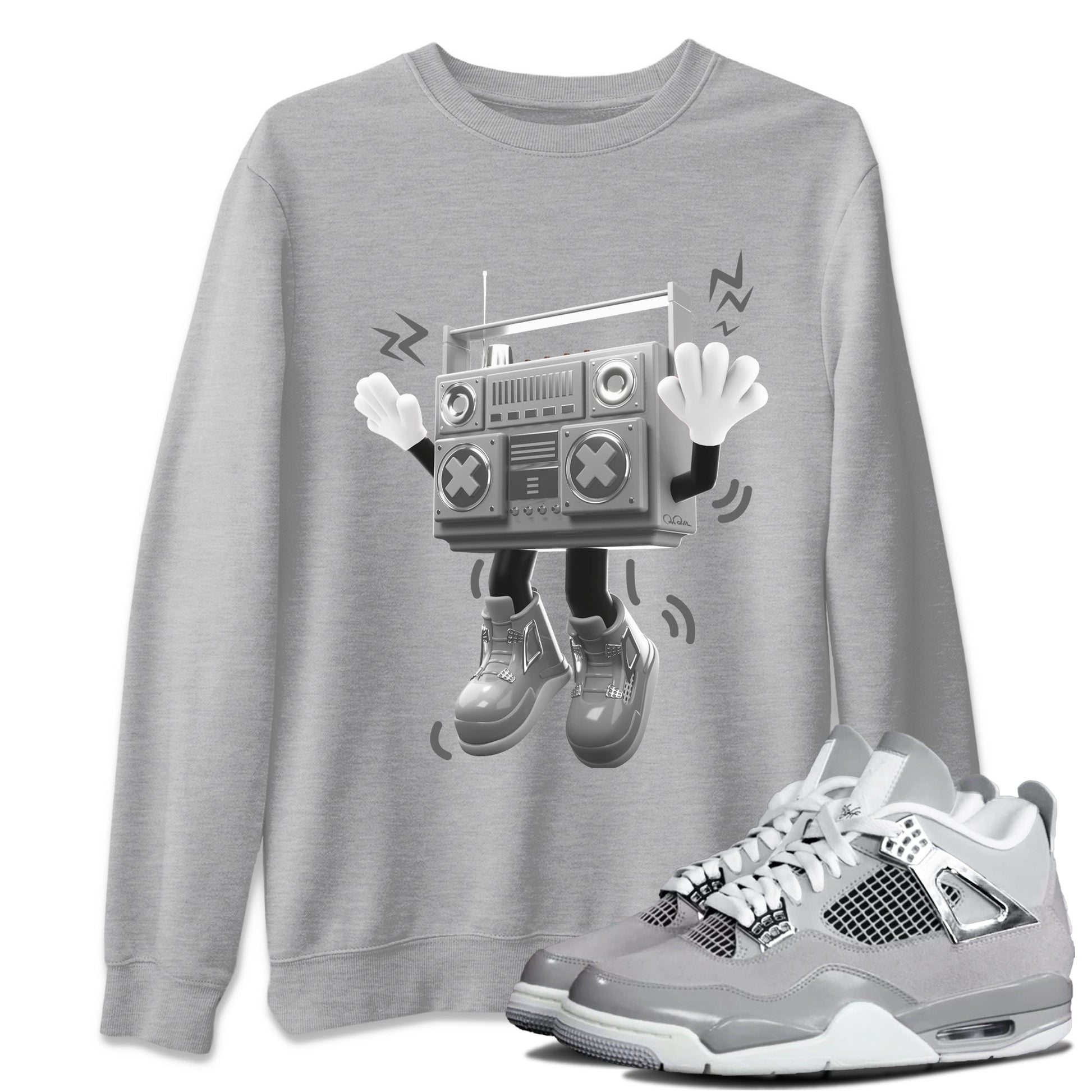 Air Jordan 4 Light Iron Ore shirt to match jordans 90s Radio Boy sneaker tees AJ4 Frozen Moments SNRT Sneaker Release Tees Unisex Heather Grey 1 T-Shirt